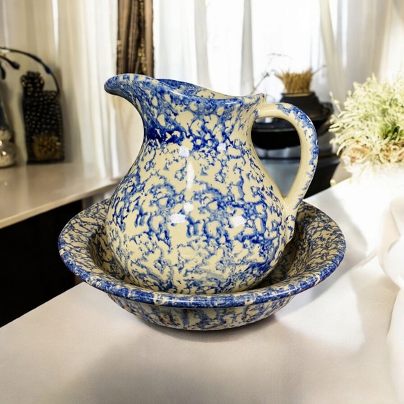 Rare Robinson Ransbottom Pitcher (Ewer) & Basin..  EXCELLENT CONDITION for age. - Picture 9 of 17